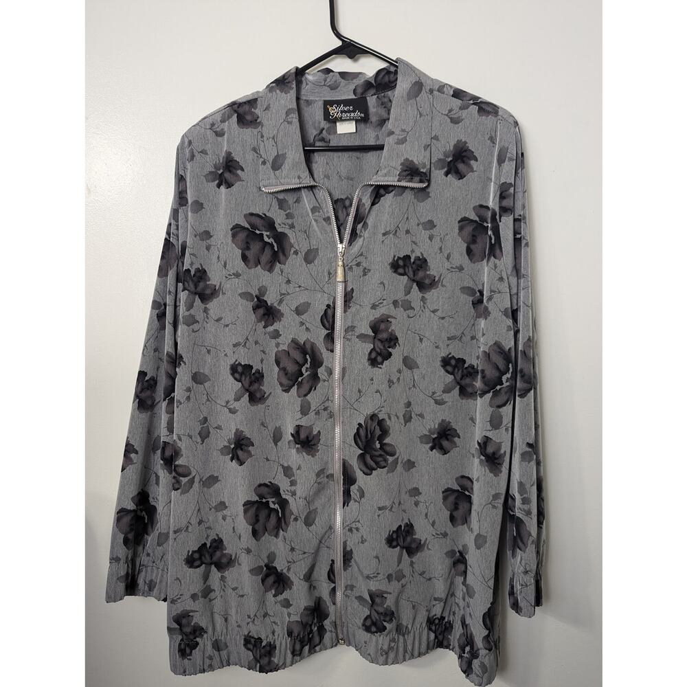 Vintage Silver Threads LTD Bomber Jacket Size XL Full Zip Floral Made USA